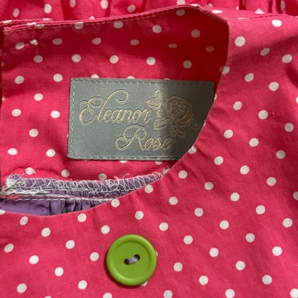Eleanor Rose Girls Carousel Animal Polka Dot Ruffle Dress Purple Pink 6M